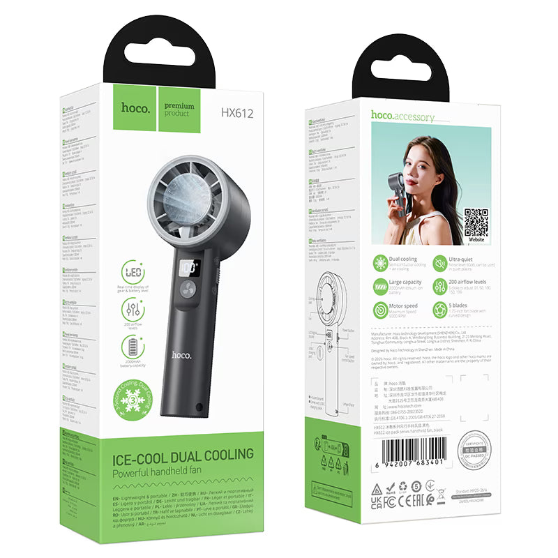 Portable fan “HX612 Ice pack” handheld and desktop
