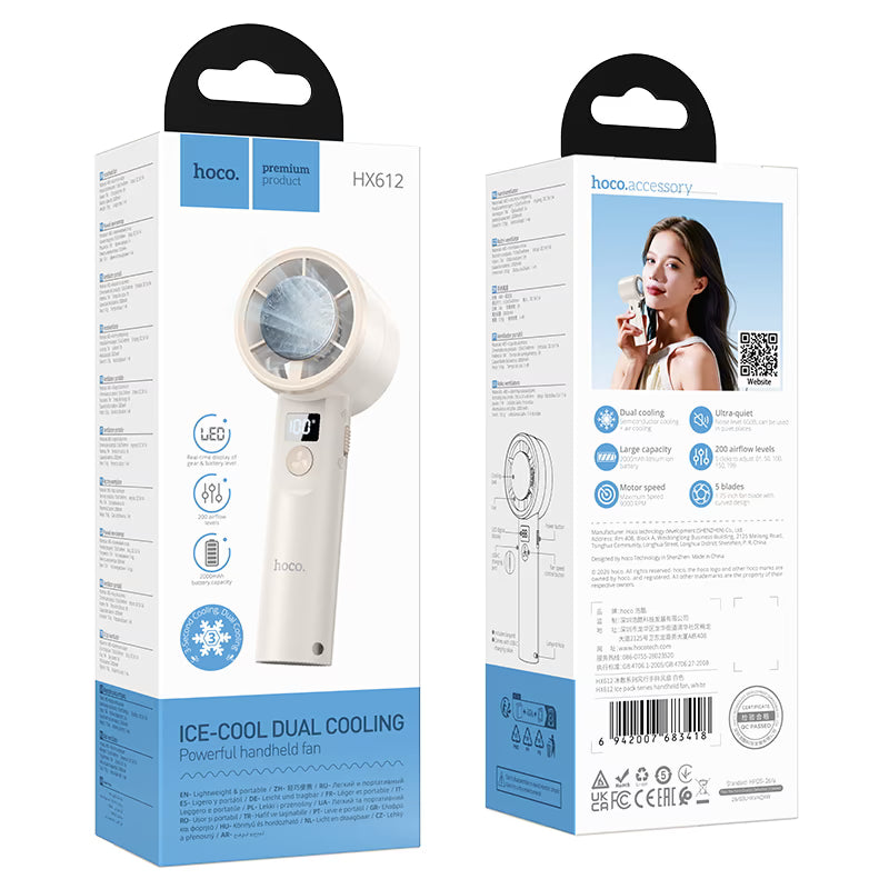 Portable fan “HX612 Ice pack” handheld and desktop