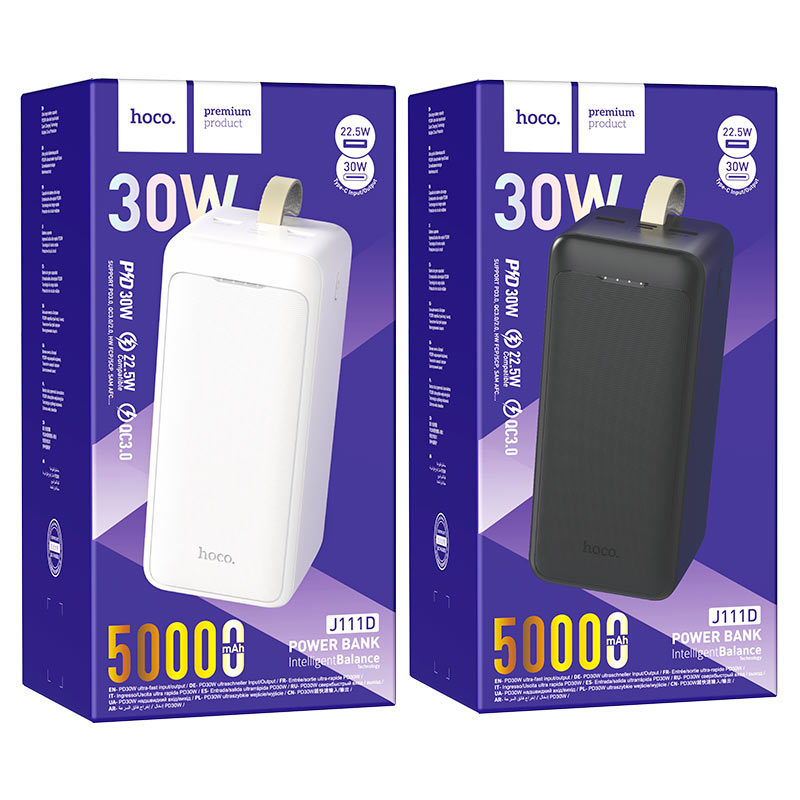 Power bank “J111D Smart charge” PD30W + QC3.0 50000mAh