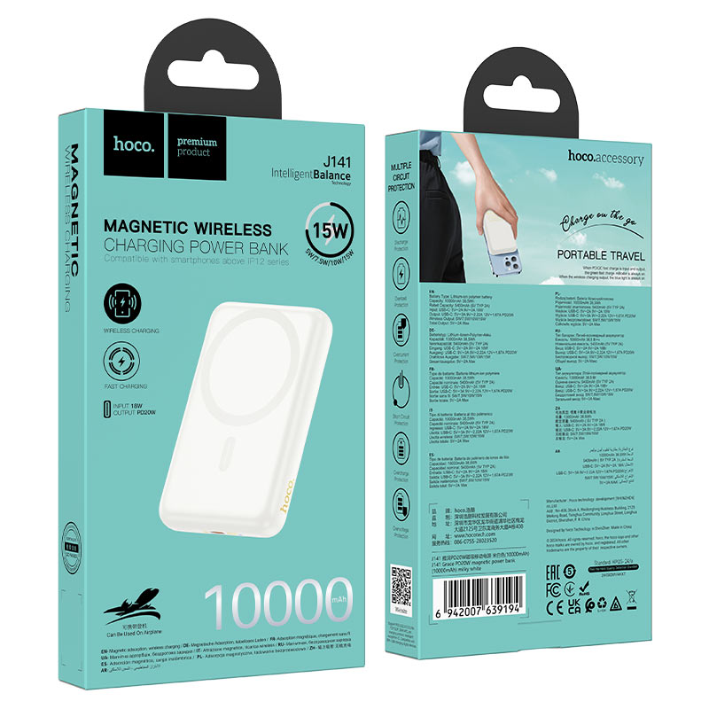 Power bank “J141 Grace” PD20W wireless charging 10000mAh