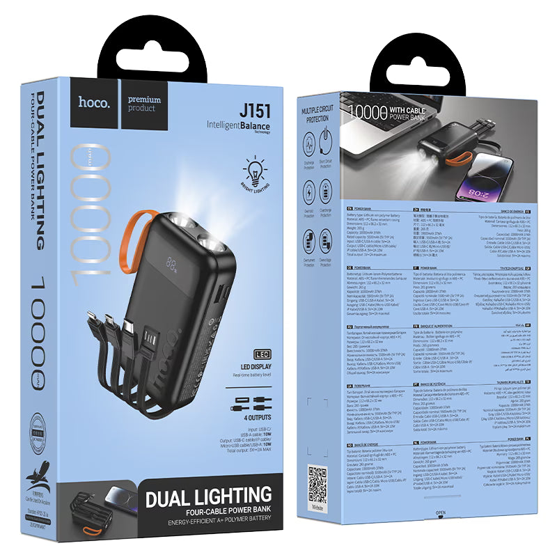 Power bank “J151 Spirit” 10W 4 cables 10000mAh