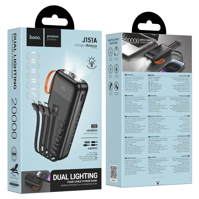 Power bank “J151A Spirit” 10W 4 cables 20000mAh