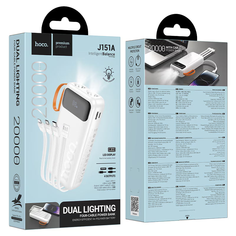 Power bank “J151A Spirit” 10W 4 cables 20000mAh