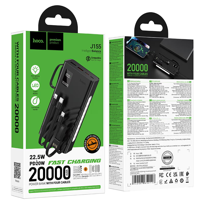 Power bank “J155 Shine” 22.5W + PD20W 20000mAh