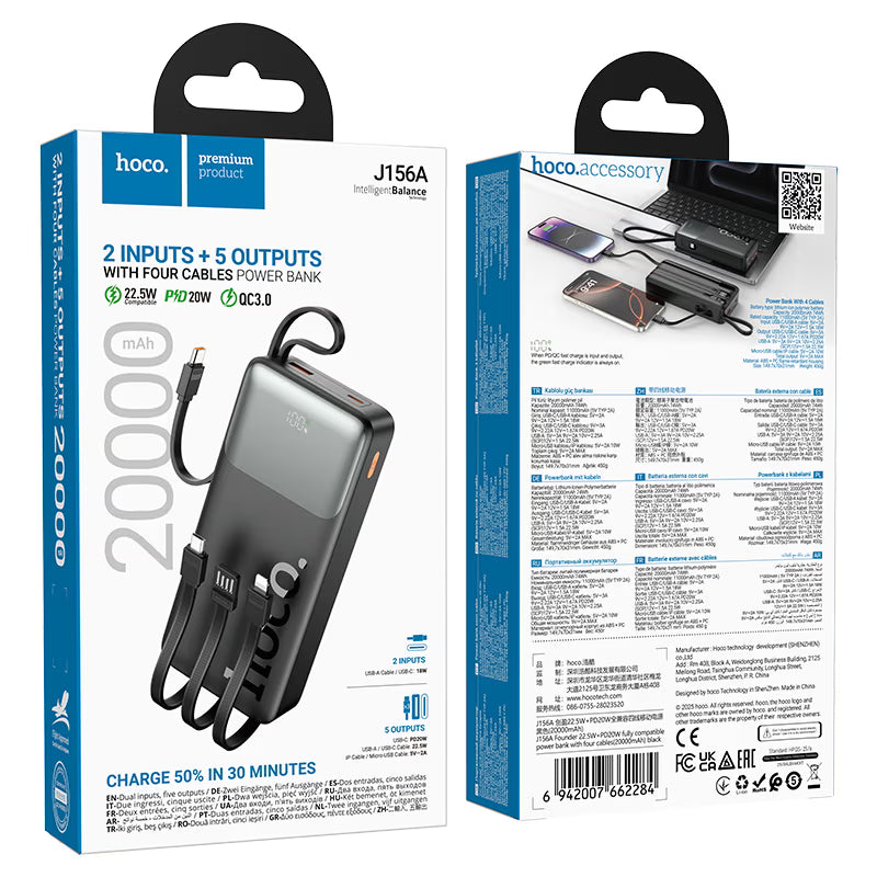 Power bank “J156A Founder” 22.5W + PD20W 20000mAh