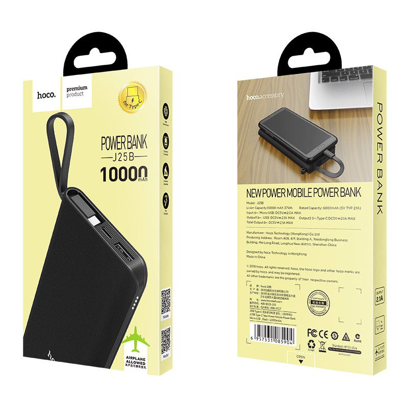 Power bank “J25B New power” 10000mAh single USB built-in Type-C cable