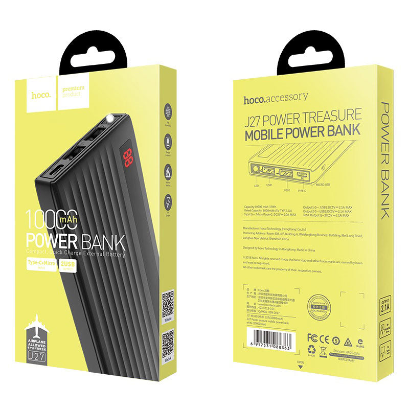 Power bank «J27 Power treasure» 10000 mAh dual USB output