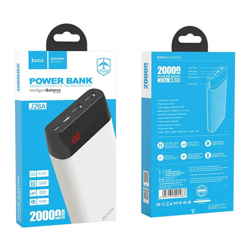 Power bank “J28A Shock power” 20000mAh dual USB output