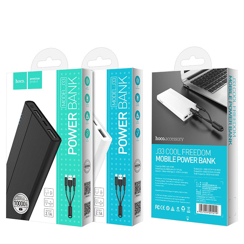 Power bank “J33 Cool freedom” 10000mAh dual USB output