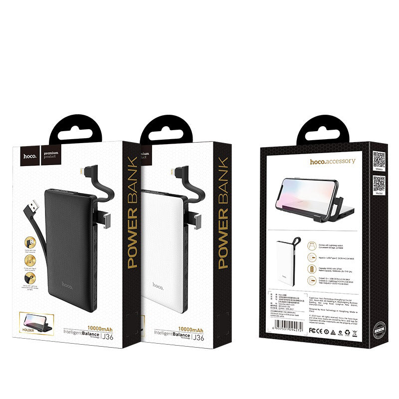 Power bank “J36 Ample energy” 10000mAh single USB built-in Lightning cable