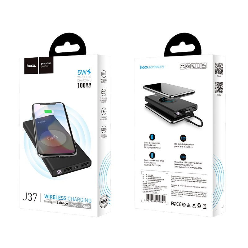 Power bank «J37 Wisdom» 10000 mAh wireless charging dual ports