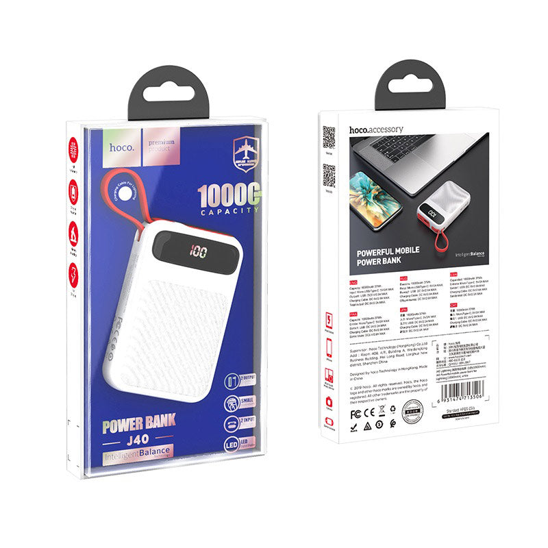 Power bank “J40 Powerful” 10000mAh with built-in cable