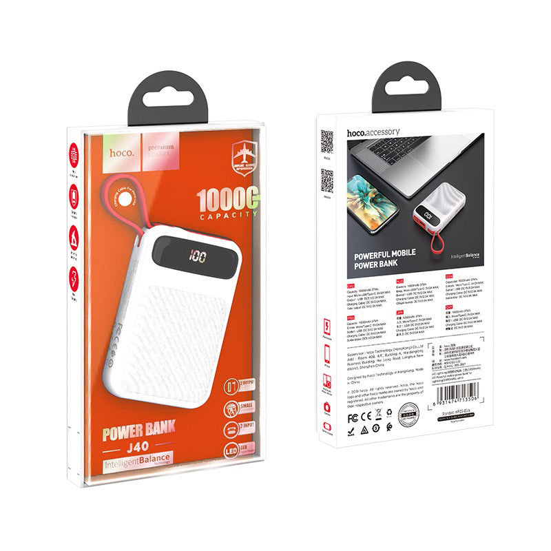 Power bank “J40 Powerful” 10000mAh with built-in cable