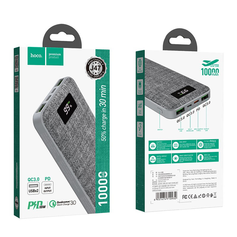 Power bank “J47 Element” PD + QC3.0 10000mAh