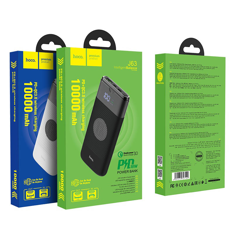 Power bank “J63 Velocity” PD+QC3.0 wireless charging 10000mAh