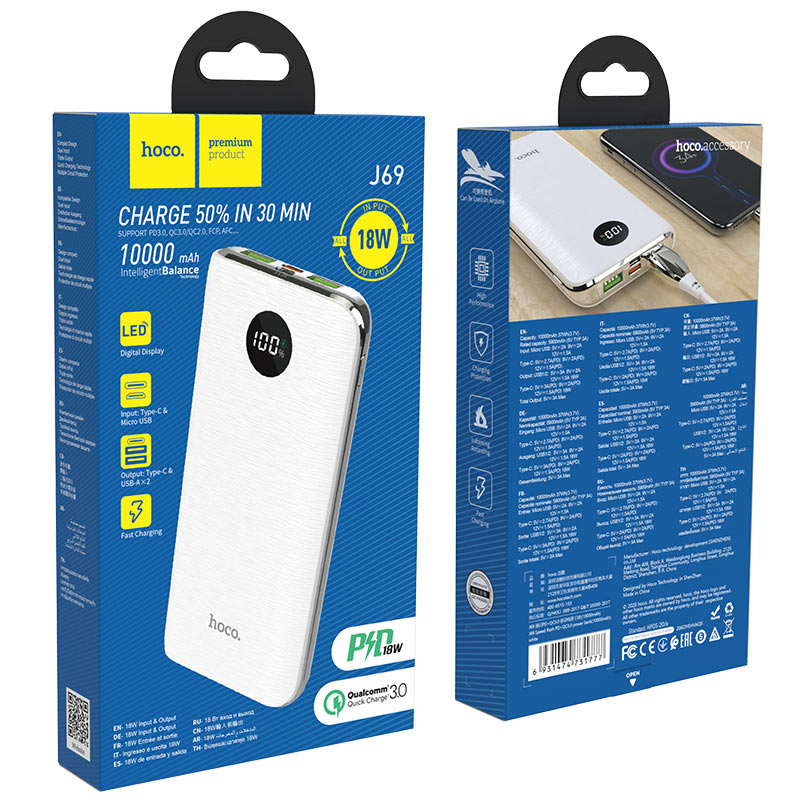 Power bank “J69 Speed flash” PD + QC3.0 10000mAh