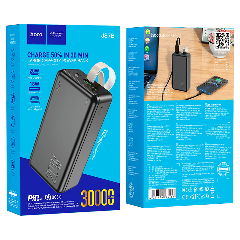 Power bank “J87B Tacker” PD20W + QC3.0 30000mAh