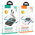 Power bank “J92 Path” wireless charging + built-in cables 10000mAh