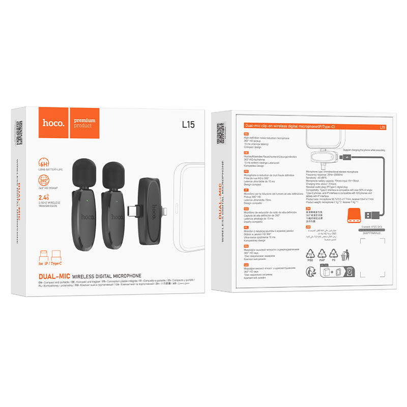 Wireless microphones “L15 Crystal” iP+Type-C ver.