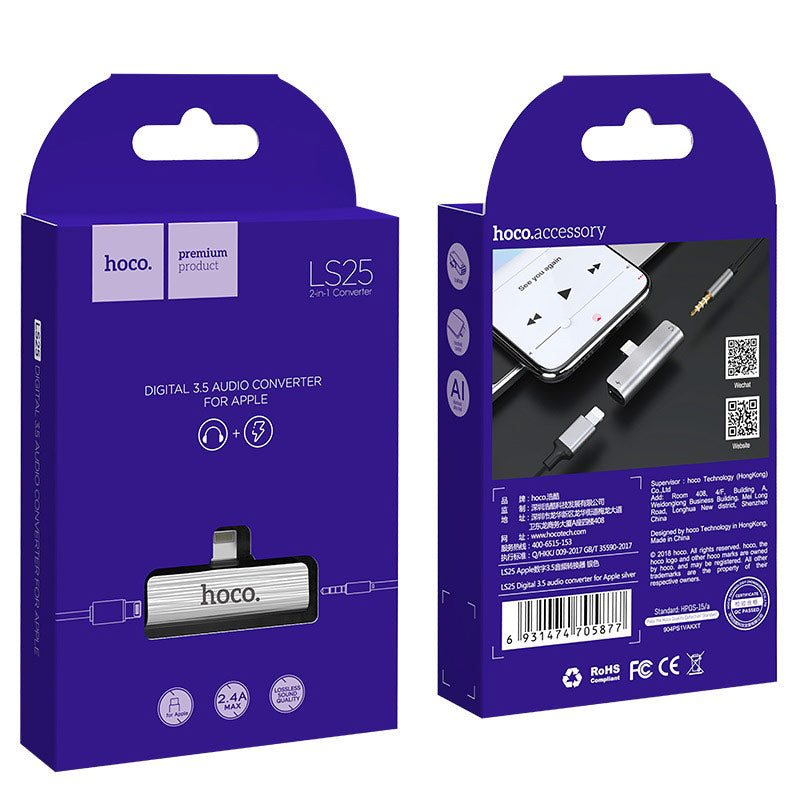 Adapter Lightning to 3.5mm “LS25” audio converter