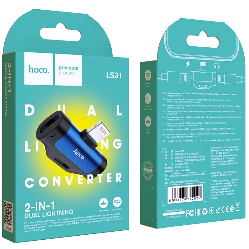 Adapter dual Lightning “LS31” audio converter