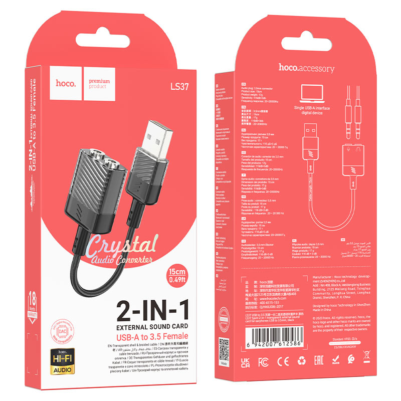 Adapter USB-A to 2 × 3.5mm “LS37 Spirit” audio converter