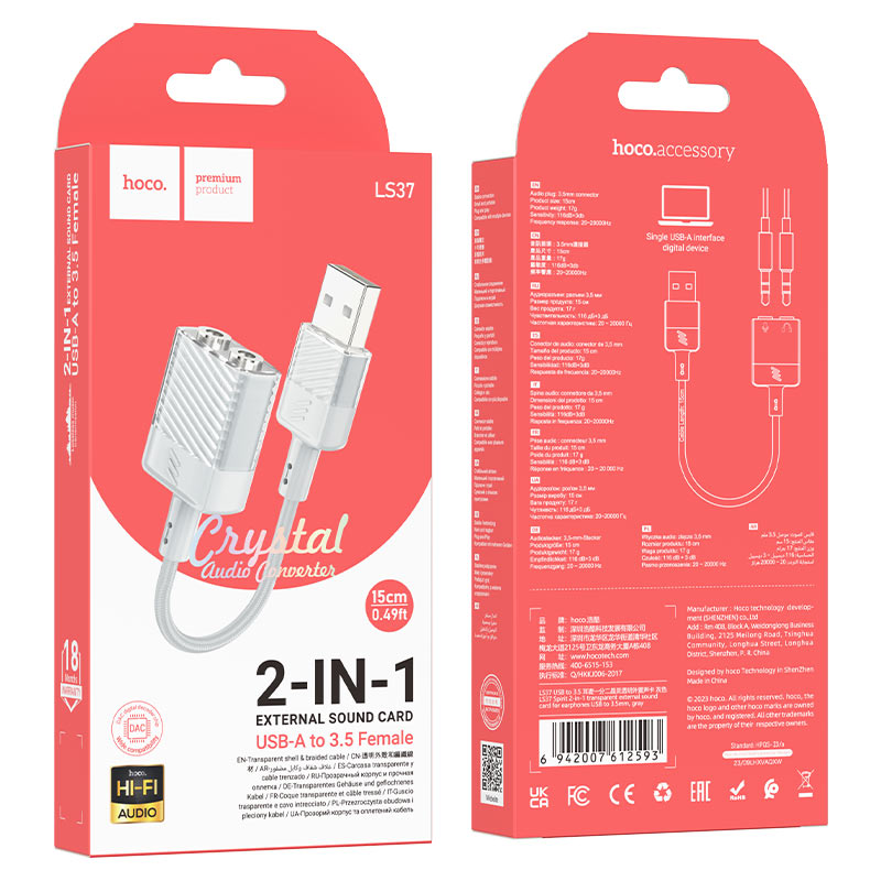Adapter USB-A to 2 × 3.5mm “LS37 Spirit” audio converter