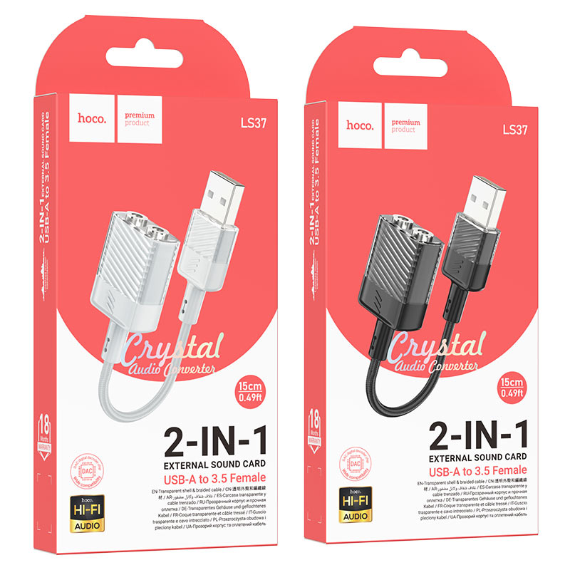 Adapter USB-A to 2 × 3.5mm “LS37 Spirit” audio converter