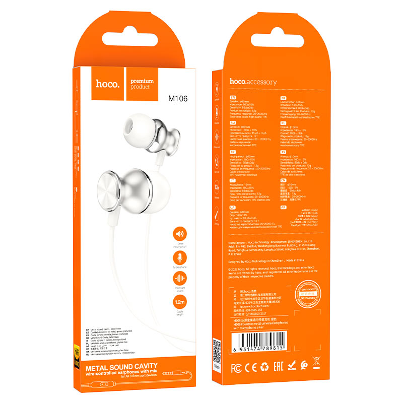 Wired earphones 3.5mm “M106 Fountain” with mic