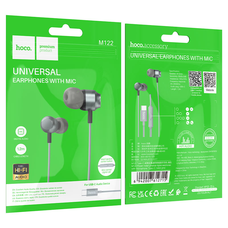 Wired earphones Type-C “M122 Power” with mic