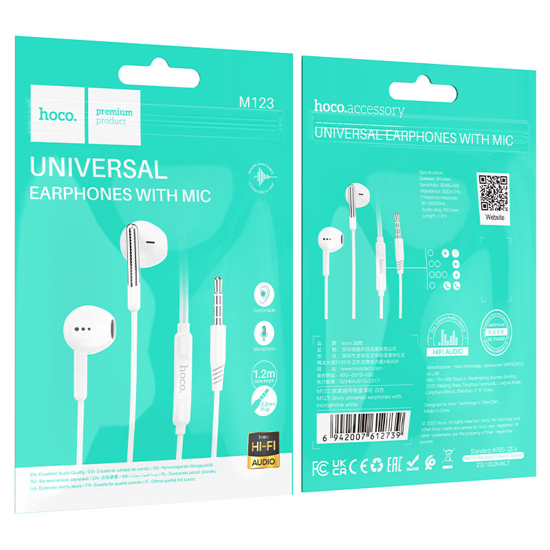 Wired earphones 3.5mm “M123 Glory” with mic