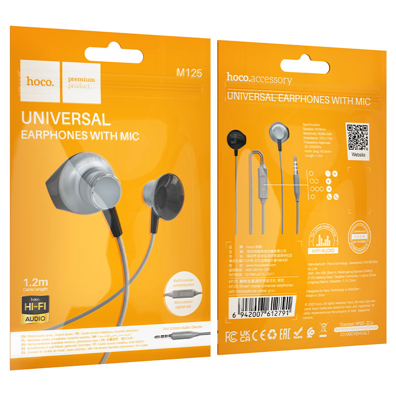 Wired earphones 3.5mm “M125 Smart” with mic