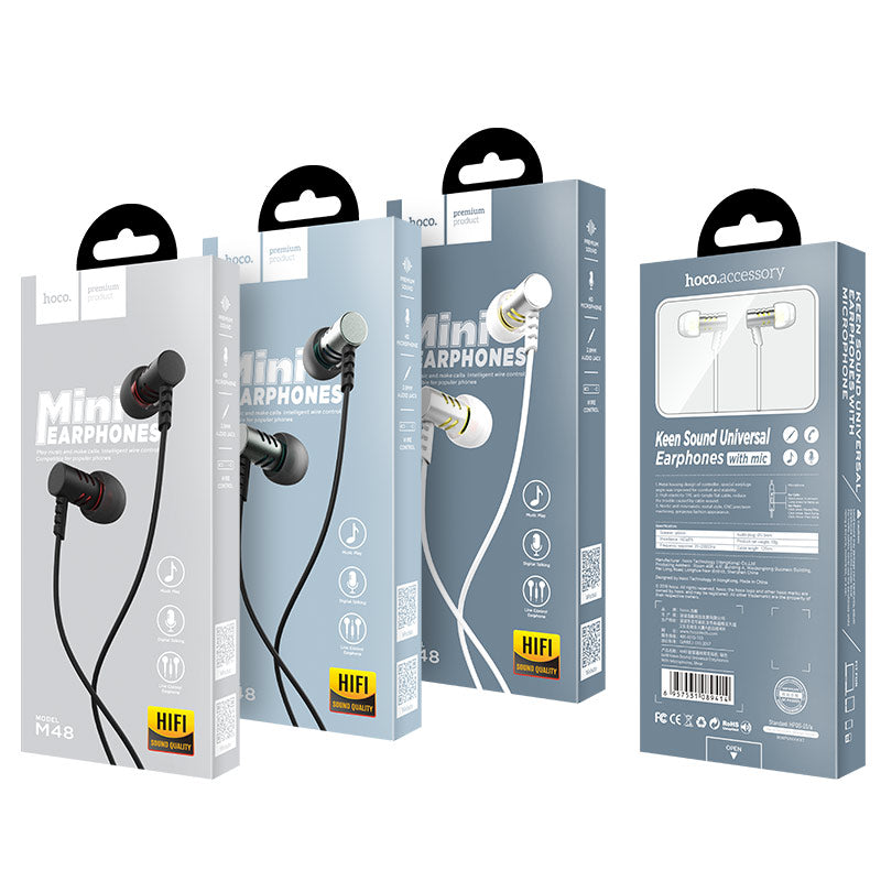 Wired earphones 3.5mm “M48 Keen sound” with mic