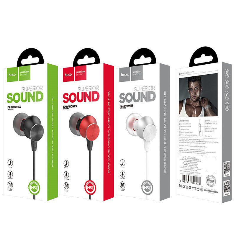 Wired earphones “M51 Proper sound” with mic
