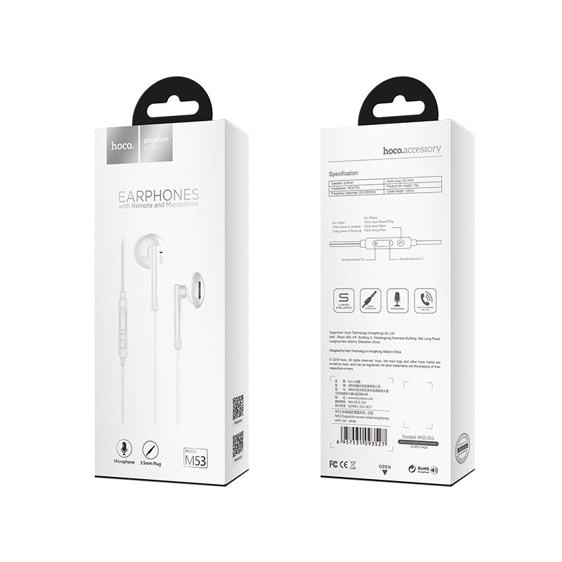 Wired earphones 3.5mm “M53 Exquisite sound” with microphone
