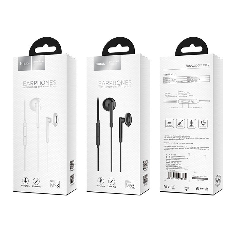 Wired earphones 3.5mm “M53 Exquisite sound” with microphone