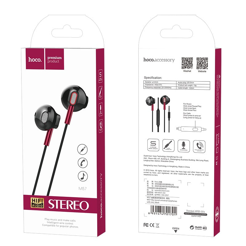 Wired earphones 3.5mm “M57 Sky sound” with microphone