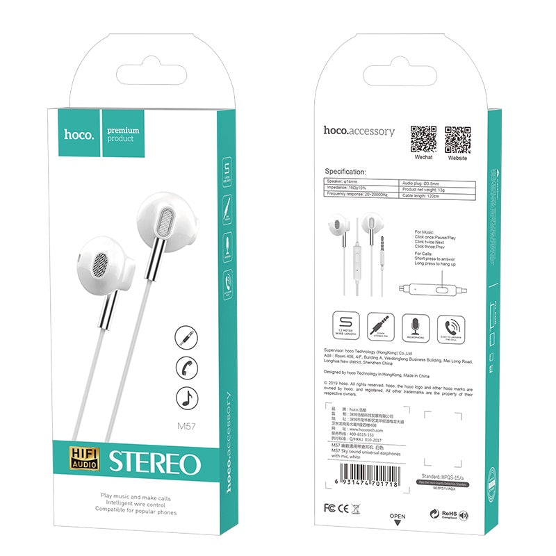 Wired earphones 3.5mm “M57 Sky sound” with microphone