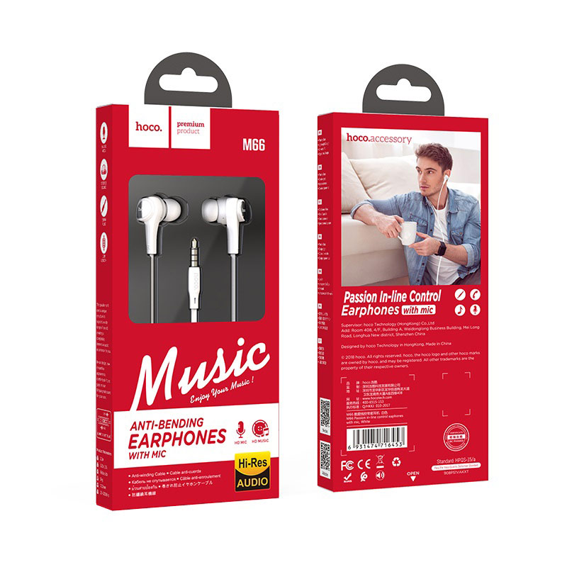 Wired earphones 3.5mm “M66 Passion” with microphone