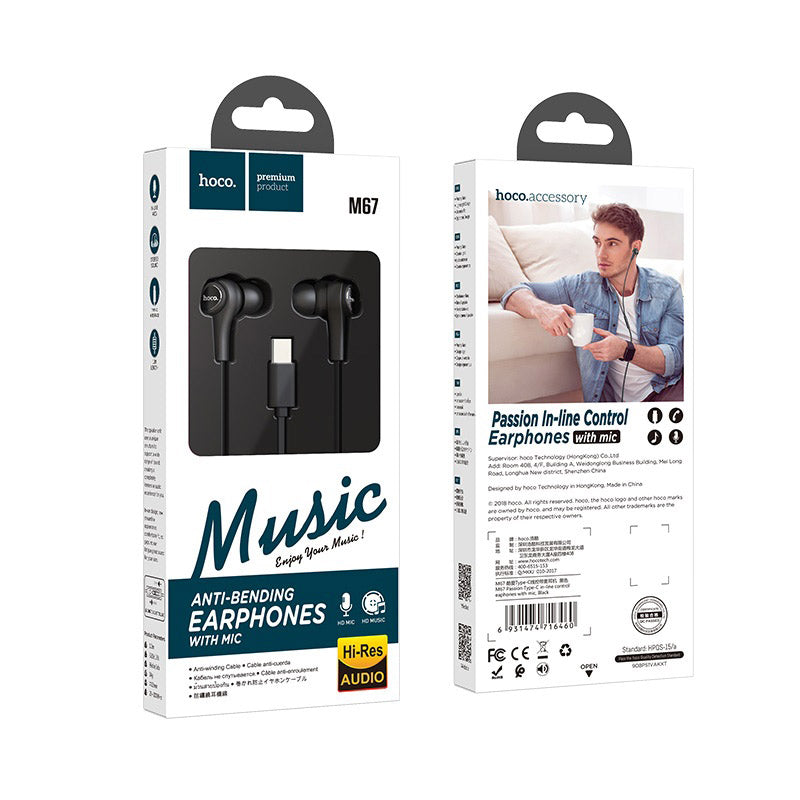 Wired earphones Type-C “M67 Passion” with microphone