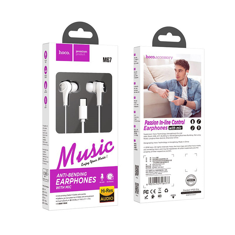 Wired earphones Type-C “M67 Passion” with microphone