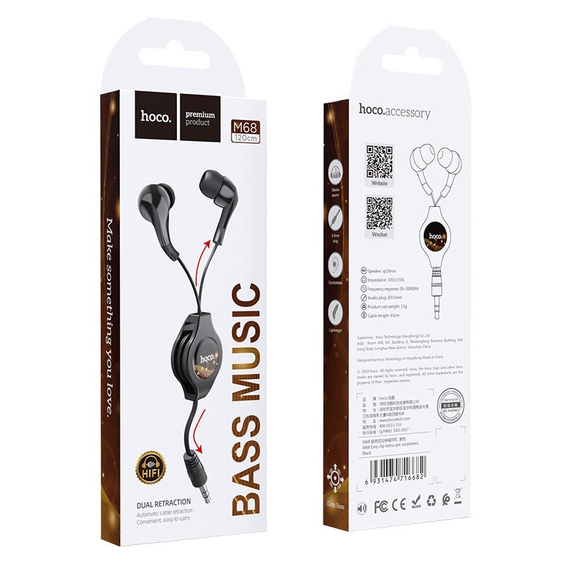 Wired earphones 3.5mm “M68 Easy clip” telescopic