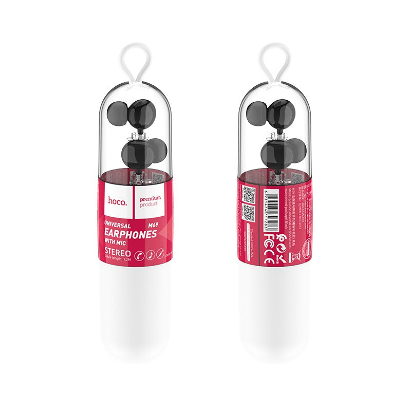 Wired earphones 3.5mm “M69 Expression” with mic (canned package)