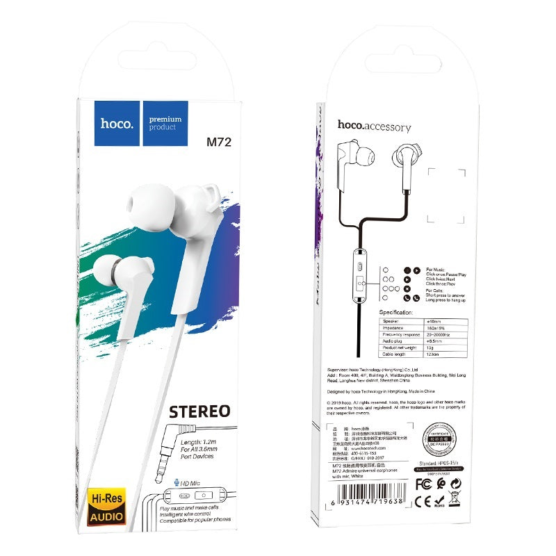 Wired earphones 3.5mm “M72 Admire” with mic