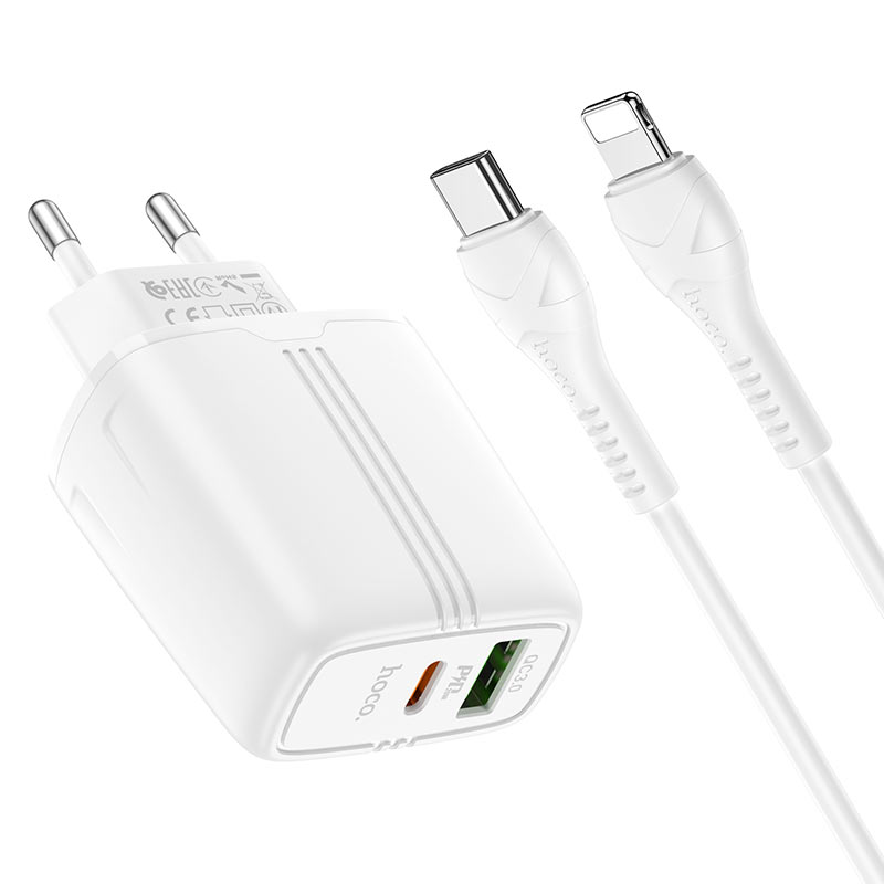 Wall charger “N11 Powerful” PD20W + QC3.0 EU set with cable