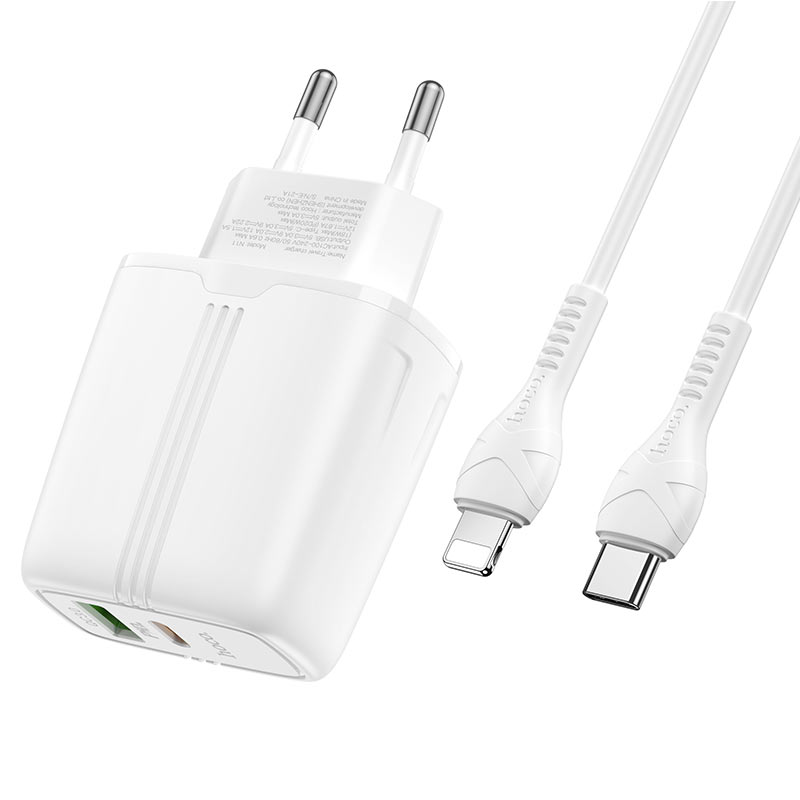 Wall charger “N11 Powerful” PD20W + QC3.0 EU set with cable