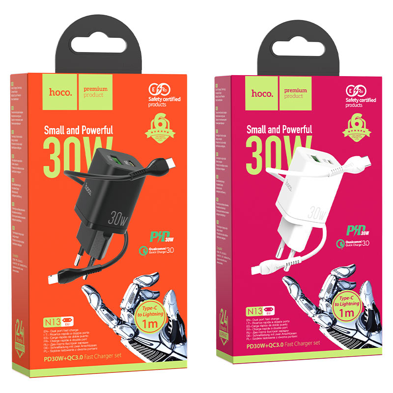 Wall charger “N13 Bright” PD30W + QC3.0 EU set with cable