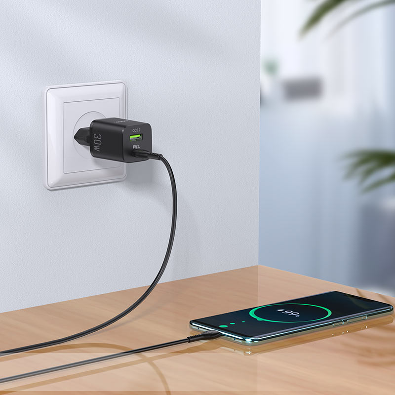 Wall charger “N13 Bright” PD30W + QC3.0 EU set with cable
