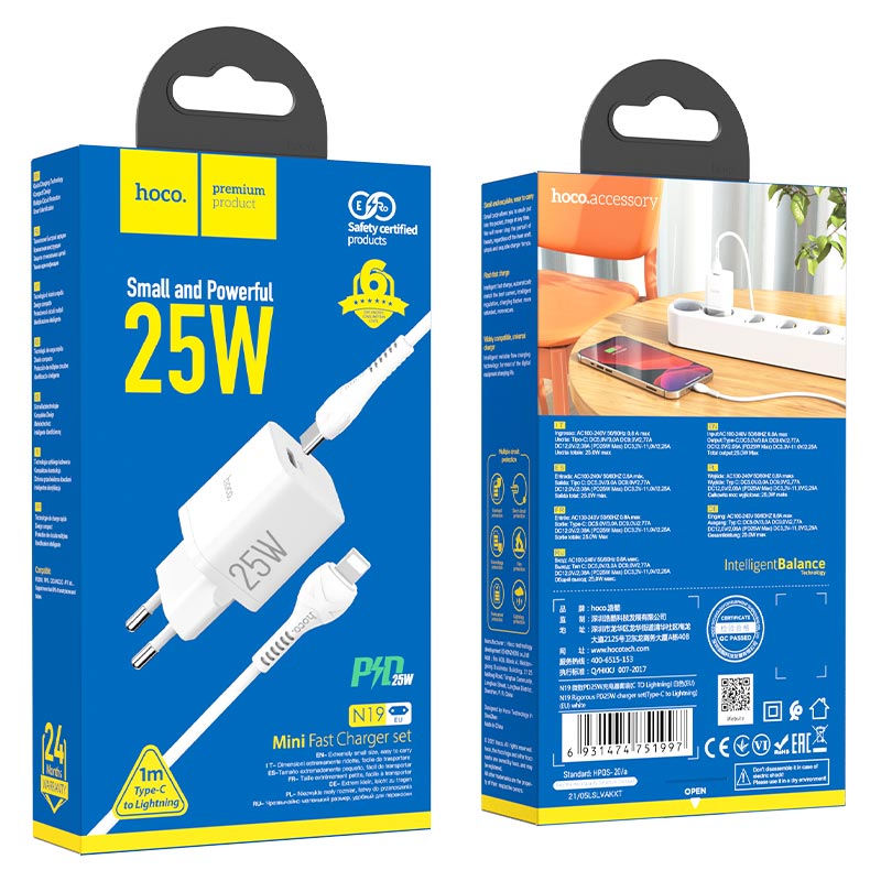 Wall charger “N19 Rigorous” PD25W EU set with cable