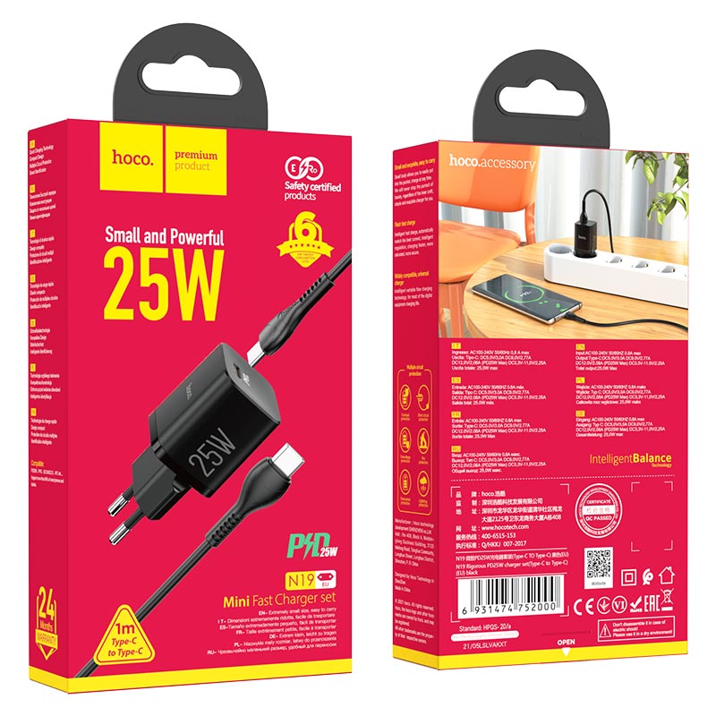 Wall charger “N19 Rigorous” PD25W EU set with cable